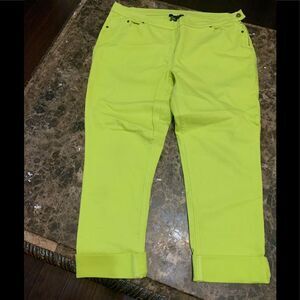 Twiggy London Cuffed Ankle Jeans Lemon-Green 18W